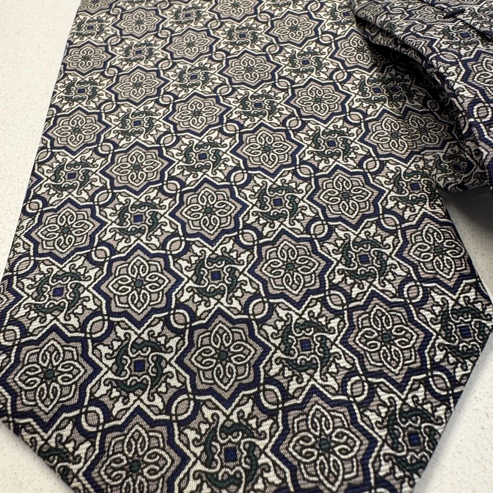 Vintage Bert Pulitzer Tie Brown Geometric Abstract Silk USA Necktie Old Money